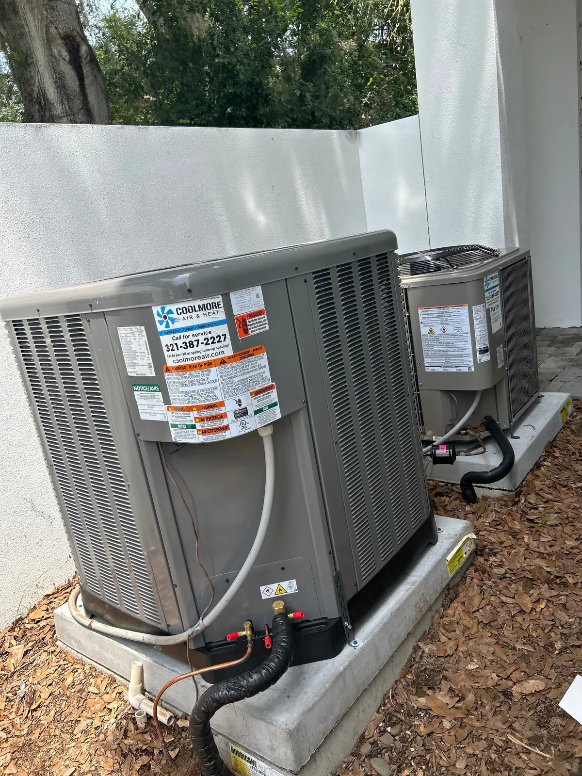 Outdoor heat pump system installed for a Central Florida home