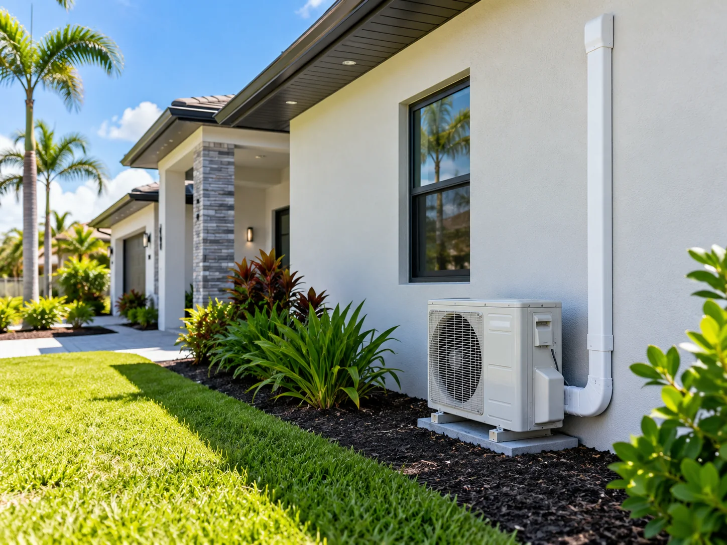 Mini-split outdoor unit installed beside a Central Florida home